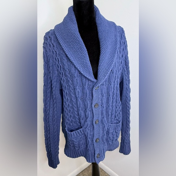 Brooks Brothers preppy cable knit cardigan sweater shawl collar button close M - Picture 11 of 13